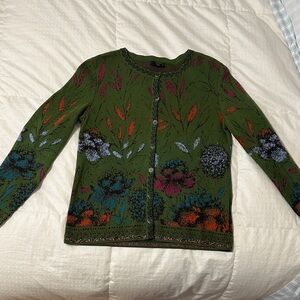 IVKO Floral Green Jacquard Cardigan/Sweater